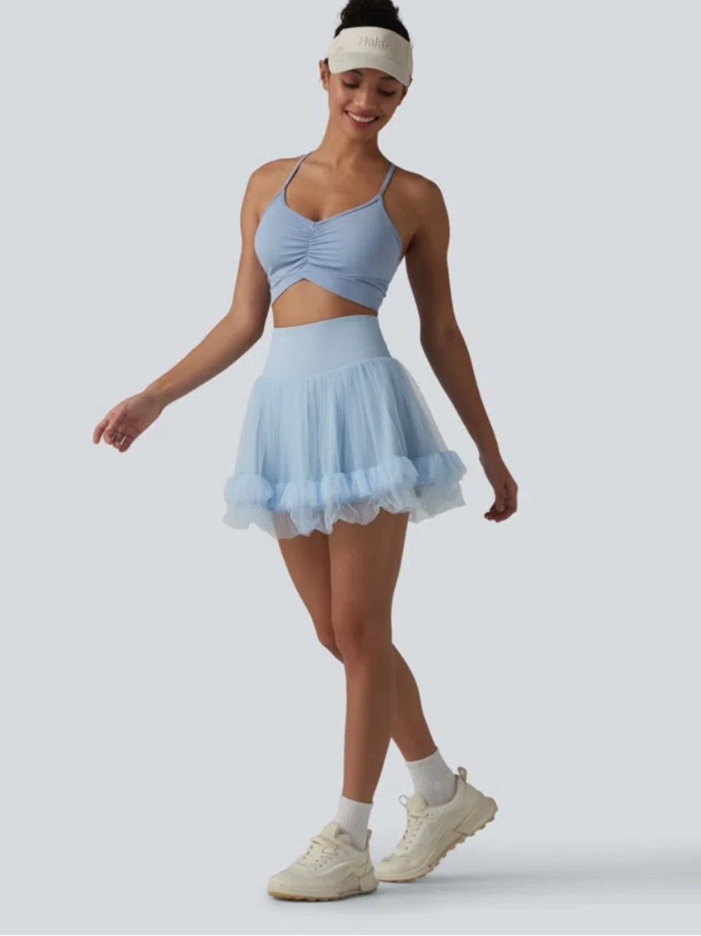 Halara Baby Blue Tulle Athletic Skort with Pockets